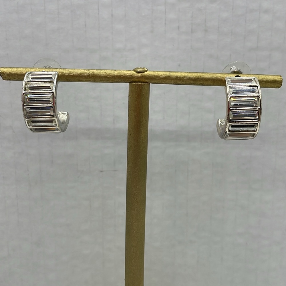 AK vintage hoop earrings with glass rhinestones